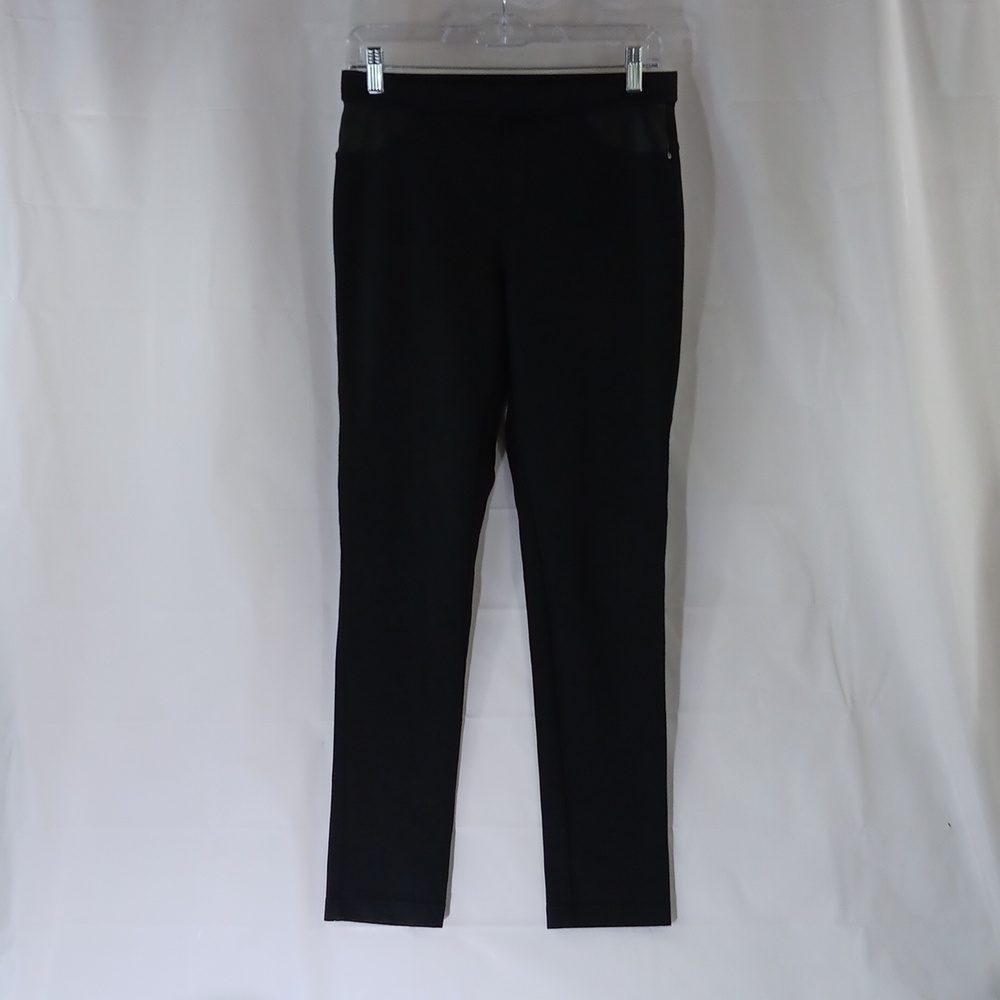 DKNY Black Leggings Women's Size Small Faux Leather At Front Pockets